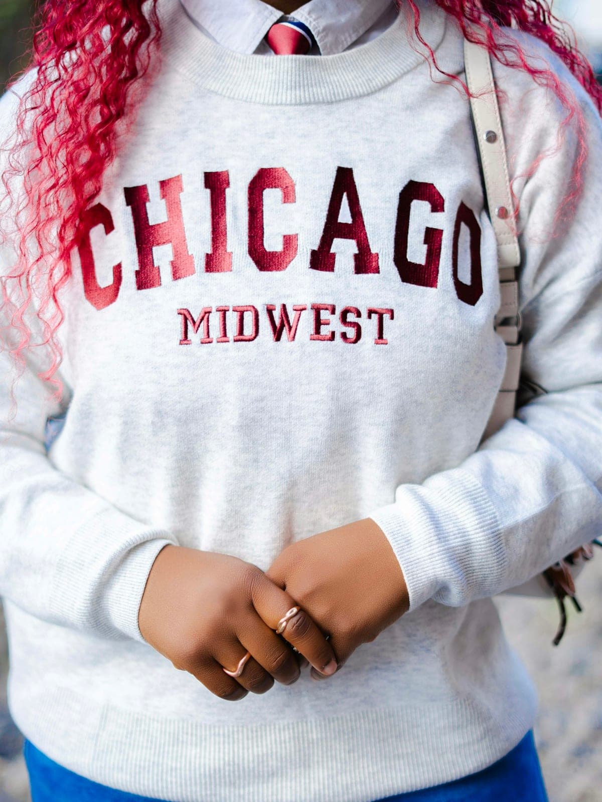 Embroidered Chicago crewneck, heather gray